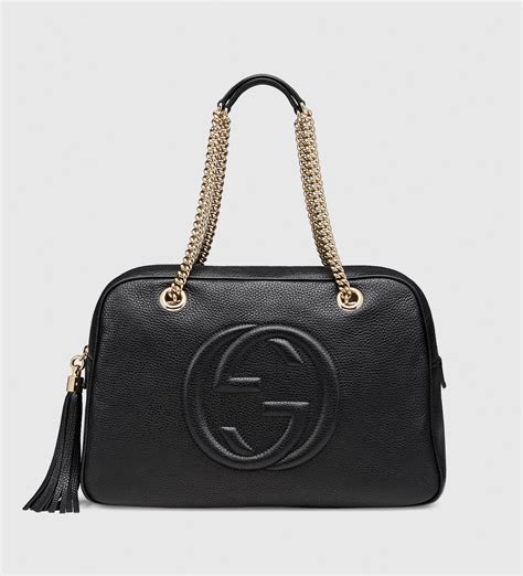 gucci tapa negra|gucci leather shoulder bag.